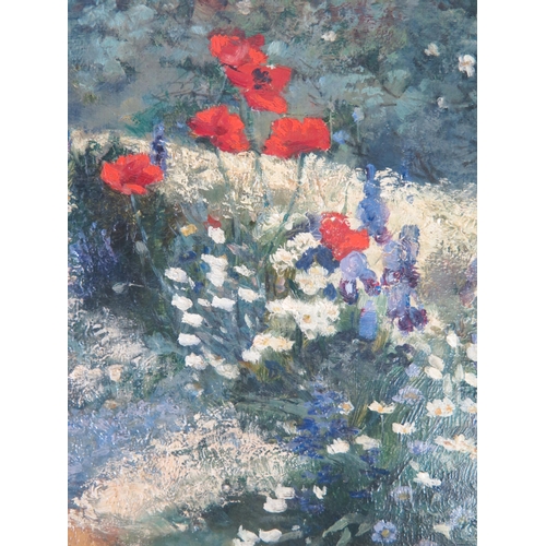 1093 - Ethel Murray fl, (Exhib RA, RBA etc. 1883 - 1906), 'A Garden Border', oil on canvas, 44.5 x 34.5cm, ... 