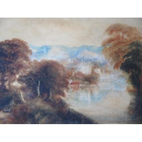 1094 - Pastoral Scene with shepherd, watercolour, 92 x 59cm, framed & glazed