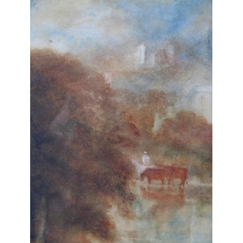 1094 - Pastoral Scene with shepherd, watercolour, 92 x 59cm, framed & glazed