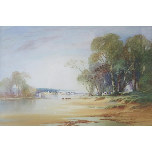 1097 - J. Shapland, A river view, watercolour, 76x50cm, framed & glazed