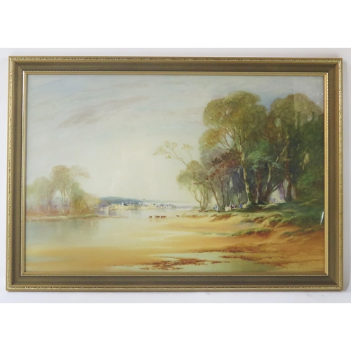 1097 - J. Shapland, A river view, watercolour, 76x50cm, framed & glazed