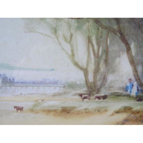 1097 - J. Shapland, A river view, watercolour, 76x50cm, framed & glazed