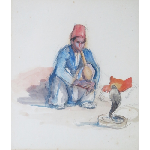 1099 - The Tailor, study of an Indian, signed Durzi? 35, pen & ink, 27x22cm and one other of a Moroccan sna... 