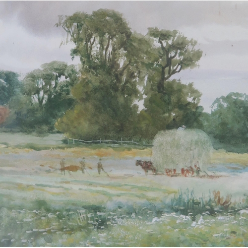 1100 - Henry John Sylvester Stannard RBA, (British, 1870-1951), Hay Mowing, gouache, 53x37cm, gilt gesso fr... 