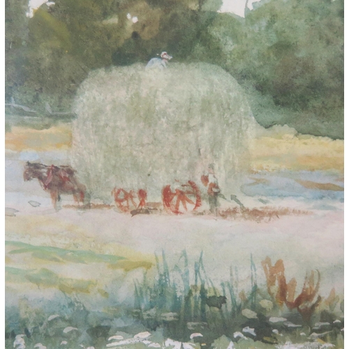 1100 - Henry John Sylvester Stannard RBA, (British, 1870-1951), Hay Mowing, gouache, 53x37cm, gilt gesso fr... 