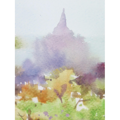 1105 - Kokhinfthintar?, Burma, watercolour, 26.5x28cm, framed & glazed