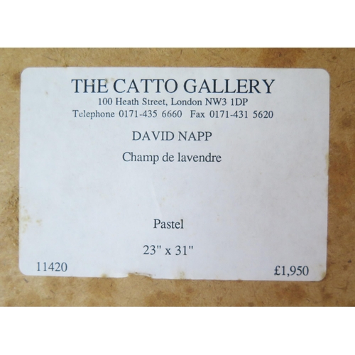 1109 - DAVID NAPP (British B.1964), 'Champ de lavendre' pastel, labelled verso for The Catto Gallery and li... 