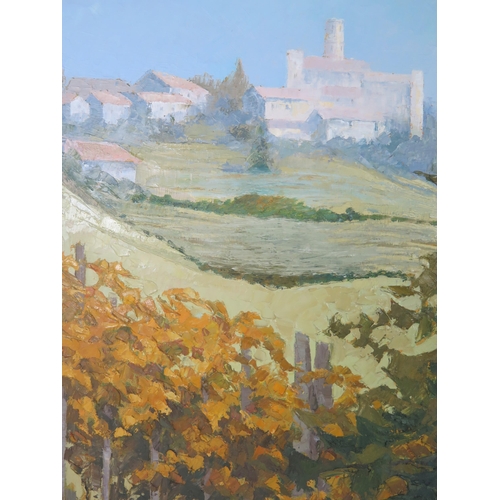 1110 - Alan Cotton (b.1936), 'Piemonte _ Catiglione Fallento' 1999, oil on canvas, labelled verso, 59.5cm s... 