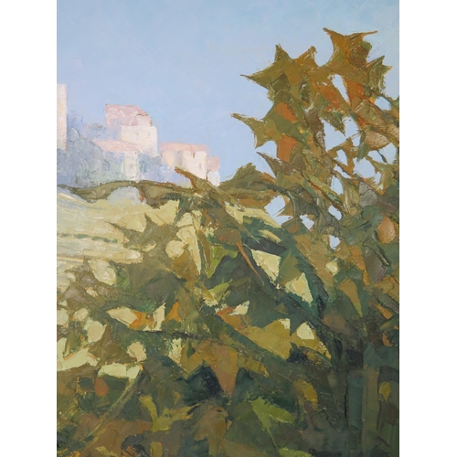 1110 - Alan Cotton (b.1936), 'Piemonte _ Catiglione Fallento' 1999, oil on canvas, labelled verso, 59.5cm s... 