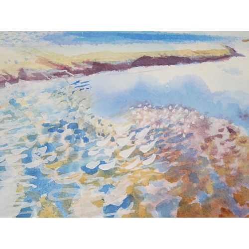 1129 - Portuguese Artist (signature indistinguishable), two coastal scenes _ a polychrome watercolour (60x4... 