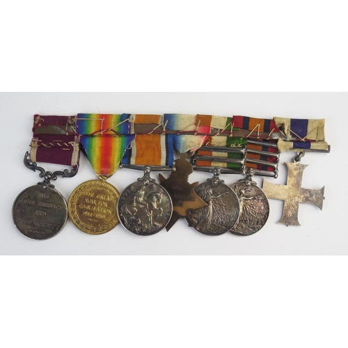 1551 - An Military Cross group of seven to J Wreford K.O.S.B. includes Military cross, Queens South Africa ... 