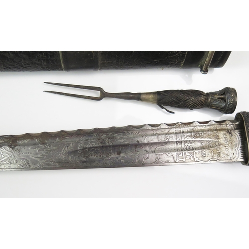 1567 - A Gordon Highlanders dirk, with 30cm fullered blade with etched regimental honours, Royal cypher and... 