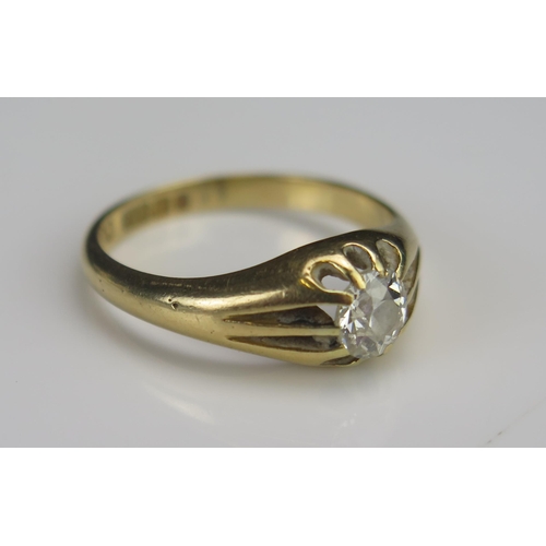 183 - A Victorian 18ct Gold and Diamond Ring, 5.66mm old cut stone, size N, Birmingham 1875, 4.08g