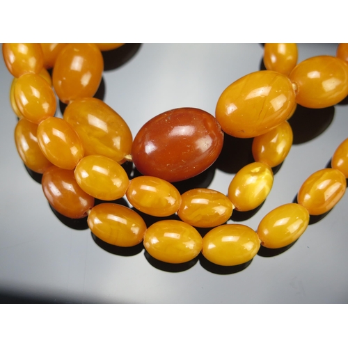 214 - An Amber Graduated Bead Necklace, 35.5