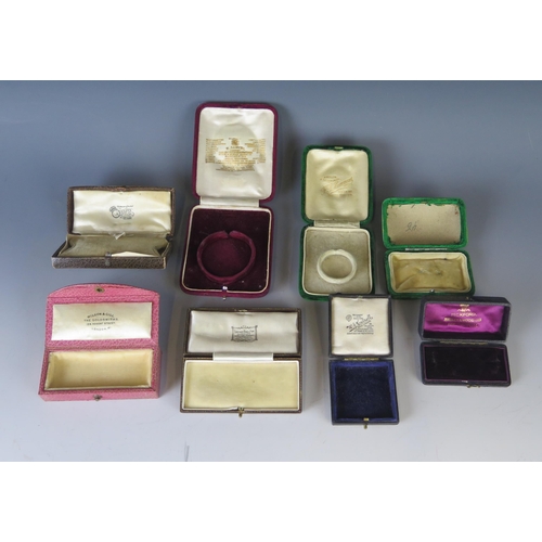 257 - A Selection of Eight Jewellery and Watch Boxes, seven named including Wilson & Gill and Leonard Hall... 