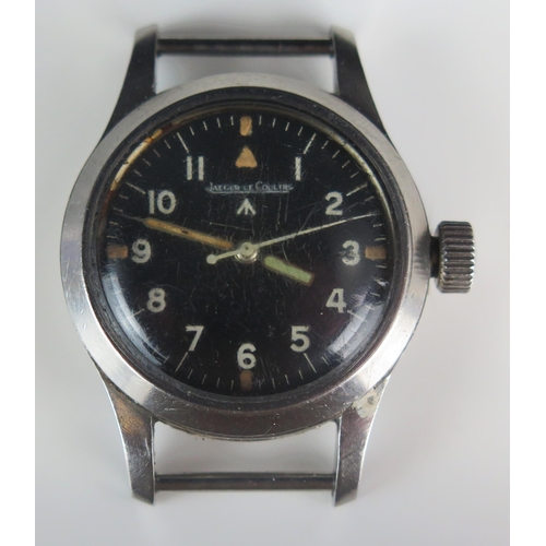 A Rare Jaeger-LeCoultre Mark 11 6B/346 RAF Pilots Military Wristwatch 1948, the 34.9mm case with black dial and the back marked with crow's foot 6B/346 3355/48

Provenance: from the estate (and by descent) of Frederick George Payne Army no. 22734171 and sold with a copy of his military papers.

A contender for the best military watch ever made, It is believed that only around 2,950 JLC Mark 11s were produced for the RAF.