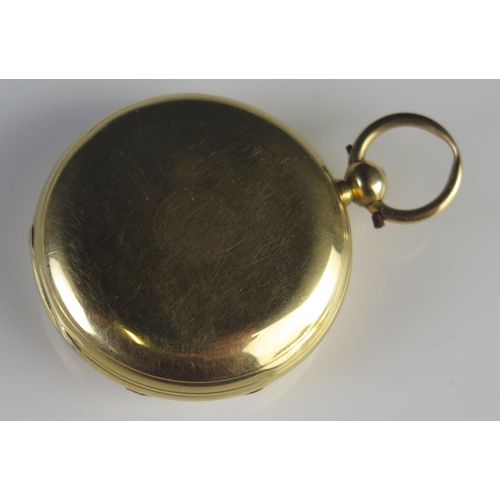 424 - A Dent 18ct Gold Cased Open Dial Keywound Pocket Watch, 44.75mm case, chain driven fusee verge movem... 