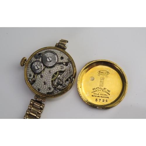 426 - A ROLEX Ladies 9ct Gold Cased Wristwatch, 26.5mm case, the back stamped 5794, Glasgow 1924 import ma... 