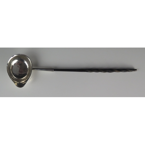 548 - A George III silver toddy ladle, makers mark worn possibly T.S, London, 1779, monogrammed, mounted o... 