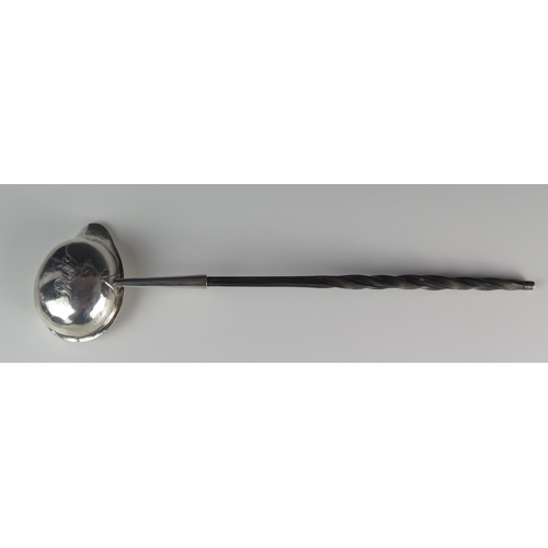 548 - A George III silver toddy ladle, makers mark worn possibly T.S, London, 1779, monogrammed, mounted o... 