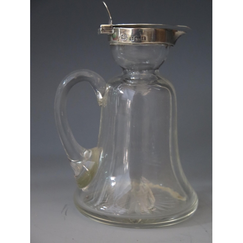 558 - An Edward VII clear glass and silver mounted whiskey noggin, maker Hukin & Heath, Birmingham, 1906, ... 