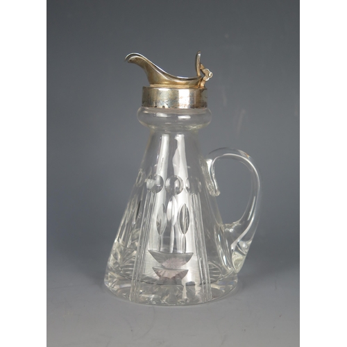 566 - An Elizabeth II clear glass and silver mounted whiskey noggin, maker's mark worn, Birmingham, 2008, ... 