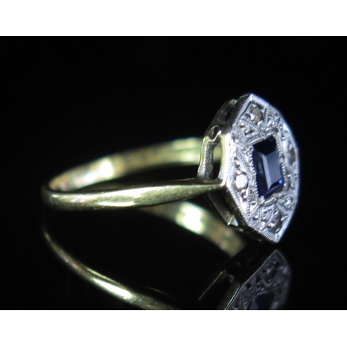 70 - An 18ct Gold, Sapphire and Diamond Ring, c. 4x3.16mm principal platinum millegrain set stone, 11.7x9... 