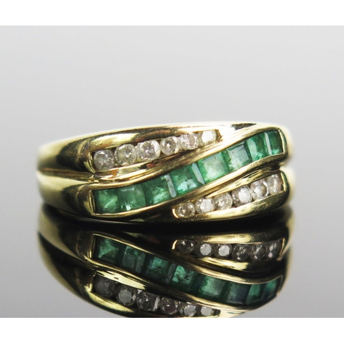 8 - A 14K Gold, Green Stone and Diamond Dress Ring, size N.5, stamped 14K, 4.21g