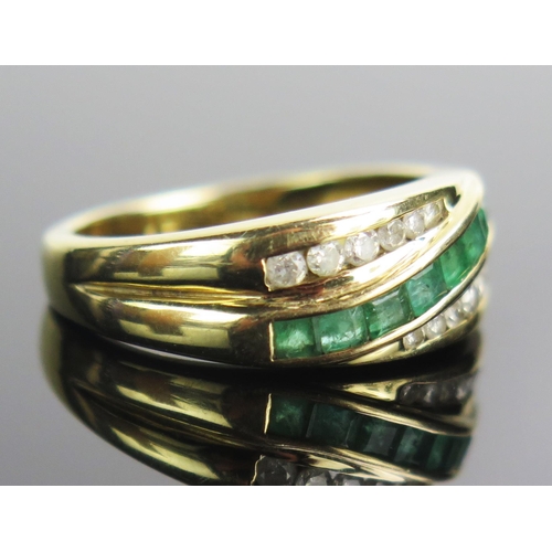8 - A 14K Gold, Green Stone and Diamond Dress Ring, size N.5, stamped 14K, 4.21g