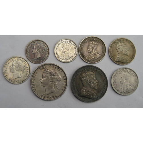 811 - Canadian higher grade 1907 25 cents with 1881.  1870 / 1910 / 1916 / 1920 10 cents with 1858 and 191... 