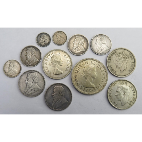 812 - South African 2 x 1897 1/2 Crowns, 1896 + 2 x 1897 shillings, 1897 sixpence, 1896 / 93 with 1953 Cro... 