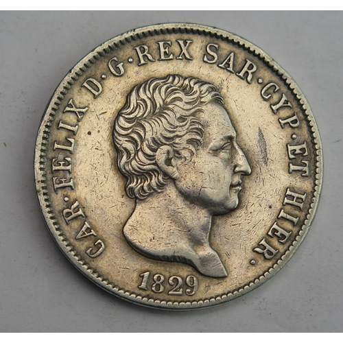 819 - Italian States 1829 Sardinian 5 Lira