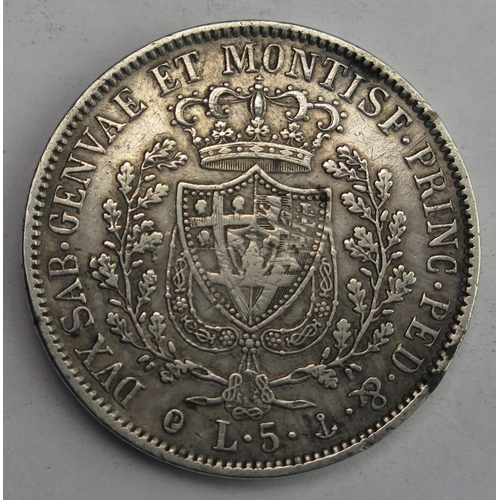 819 - Italian States 1829 Sardinian 5 Lira