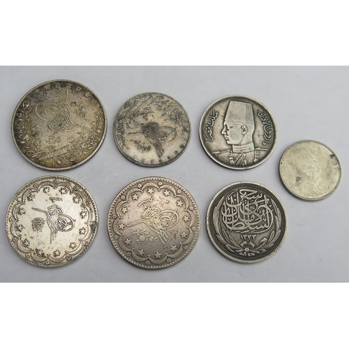 821 - Egypt group of silver Egyptian / Turkish coins