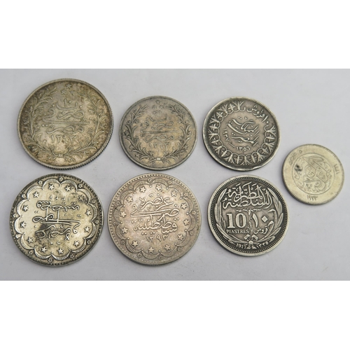 821 - Egypt group of silver Egyptian / Turkish coins