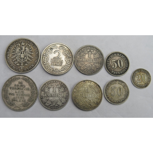 830 - German silver group including 1914 1 Mark (high grade etc.)