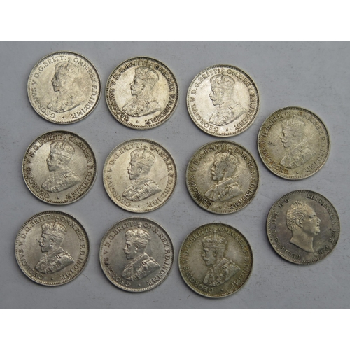 833 - British Guinea 1/4 Guilder 1836 (high grade) with group of 10 x British West African silver 3 pence