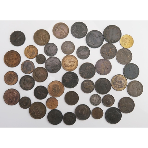 857 - Two sheets of coins including copper and bronze halfpennies, Victorian pennies with Channel Island c... 