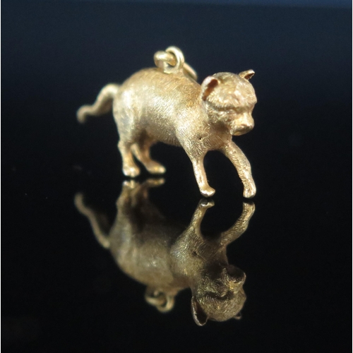 87 - An Antique 9ct Gold Cat Charm, 24.2mm long, stamped 9CT to the suspension loop, 1.79g