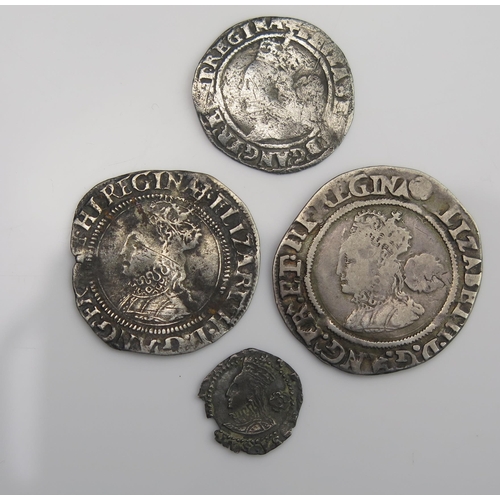 881 - Elizabeth I sixpence Groat, threepence and 1575 penny