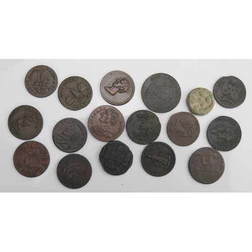 895 - Sheet of Farthing size tokens etc. including Columbia, Sir Isaac Newton etc.