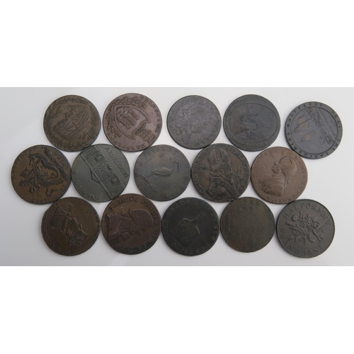 902 - 15 x 18th century halfpenny token