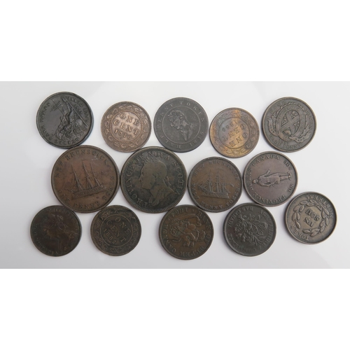 904 - Group of Canadian coins and tokens including higher grade 1859 cent