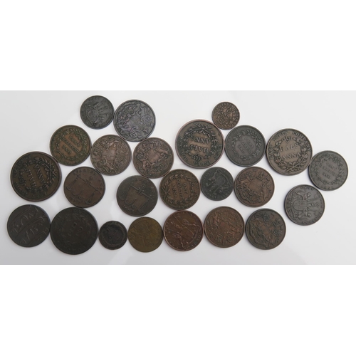 908 - East India Company 23 copper coins, Half Annas to 1/12 Annas