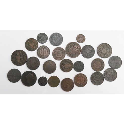 908 - East India Company 23 copper coins, Half Annas to 1/12 Annas