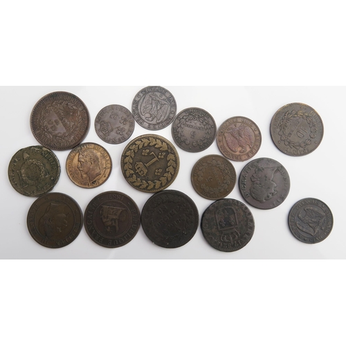 910 - France - group of coins including 1865A.  5 centimes (high grade), French Revolutionary coins with C... 