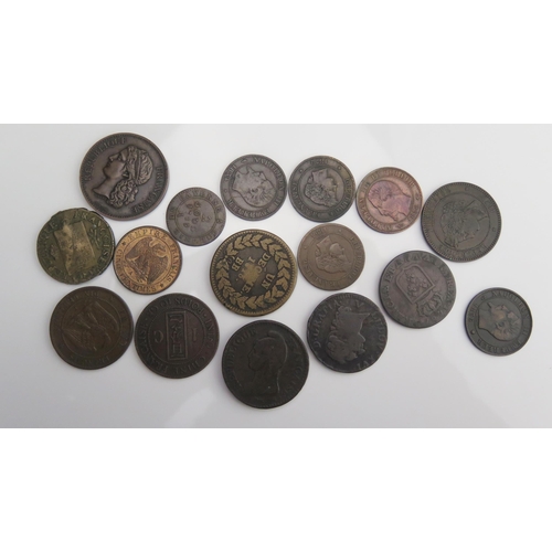 910 - France - group of coins including 1865A.  5 centimes (high grade), French Revolutionary coins with C... 