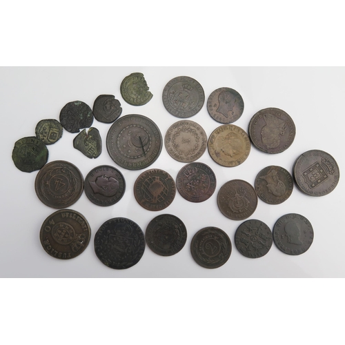 912 - South America, Spanish and Portuguese copper coins including cobs