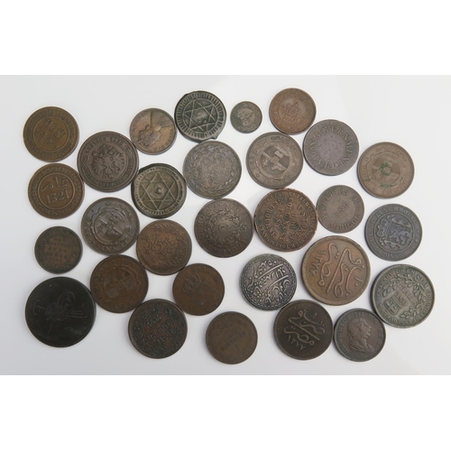 913 - Mixed World coins including 1893 and 1894 / 1898 South African pennies, Greek 1837 10 Aehta Colony o... 