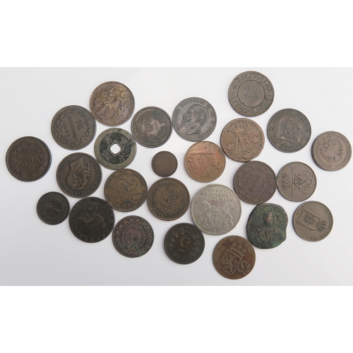 914 - Group of World coins including Danzig 1935 token, Scandinavian coins, Cyprus 1884 1/4 Piastre